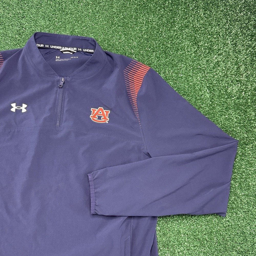 Under Armour Auburn University 1/4 Zip Up Pullover Windbreaker Men's Large Blue
